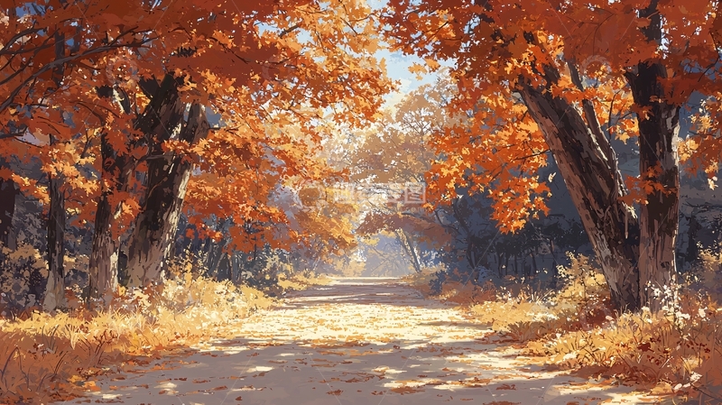 高清大图下载【趣麦麦图】秋日森林小径30