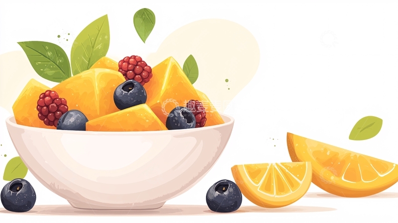 高清大图下载【趣麦麦图】新鲜水果拼盘插画