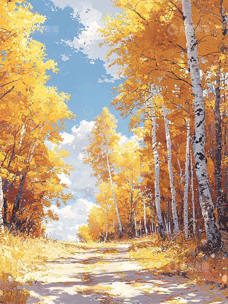 高清大图下载【趣麦麦图】秋日森林小径31