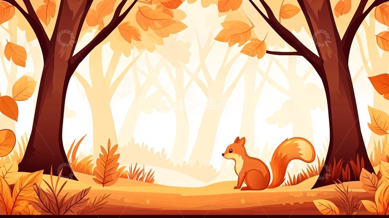 高清大图下载【趣麦麦图】秋日森林中的松鼠