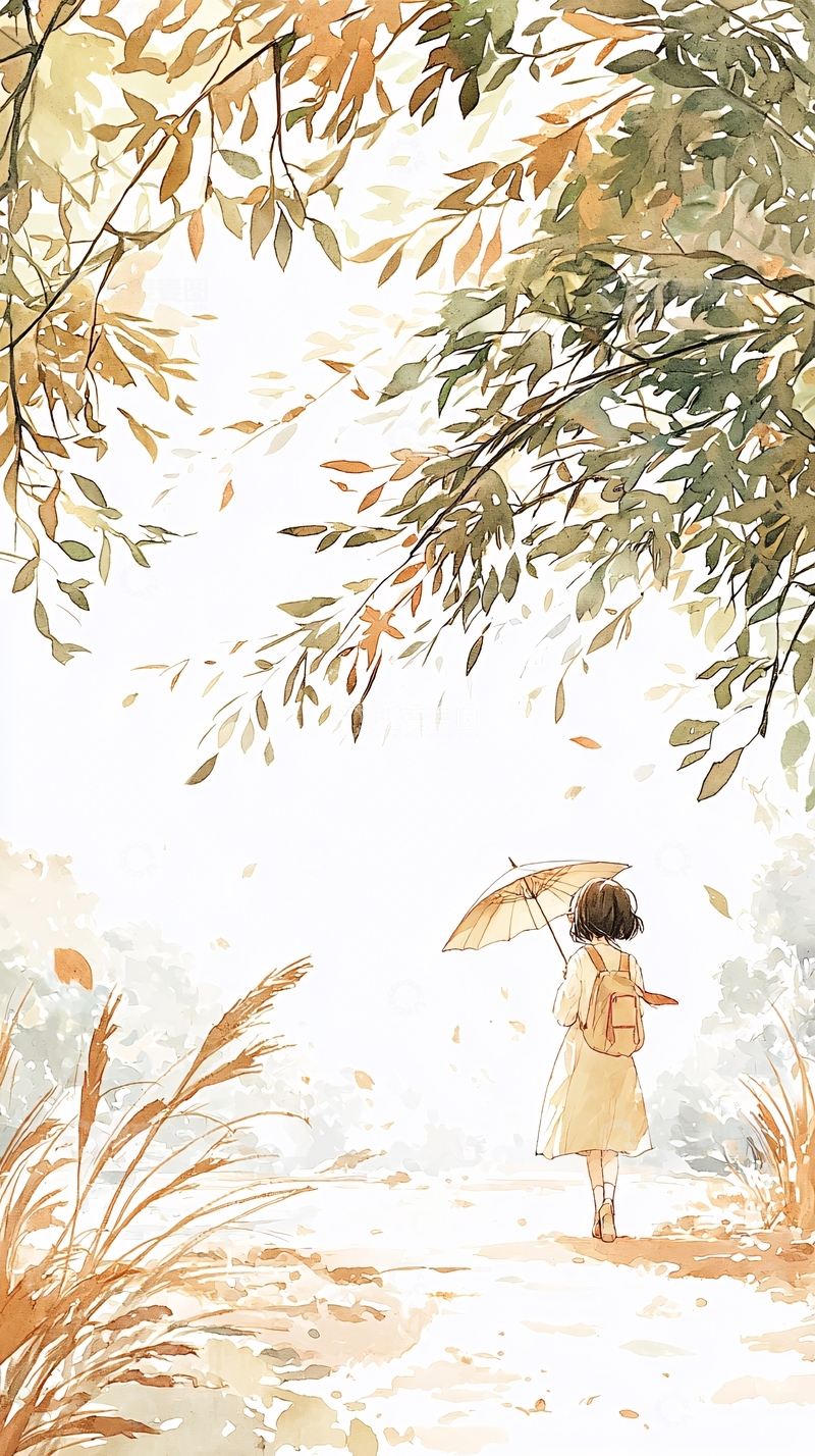 高清大图下载【趣麦麦图】秋日漫步的女孩