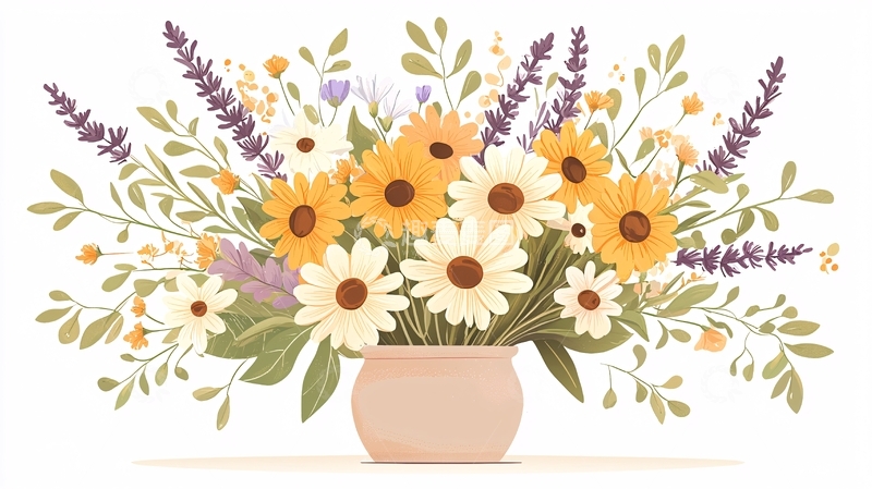 高清大图下载【趣麦麦图】夏日花束插画素材