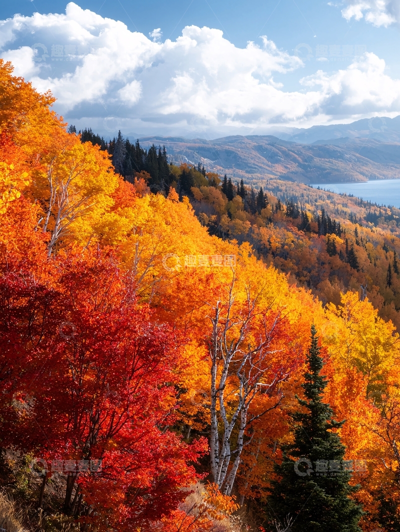 高清大图下载【趣麦麦图】秋日山林色彩斑斓