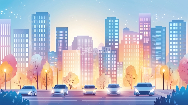 高清大图下载【趣麦麦图】城市夜景高楼大厦汽车