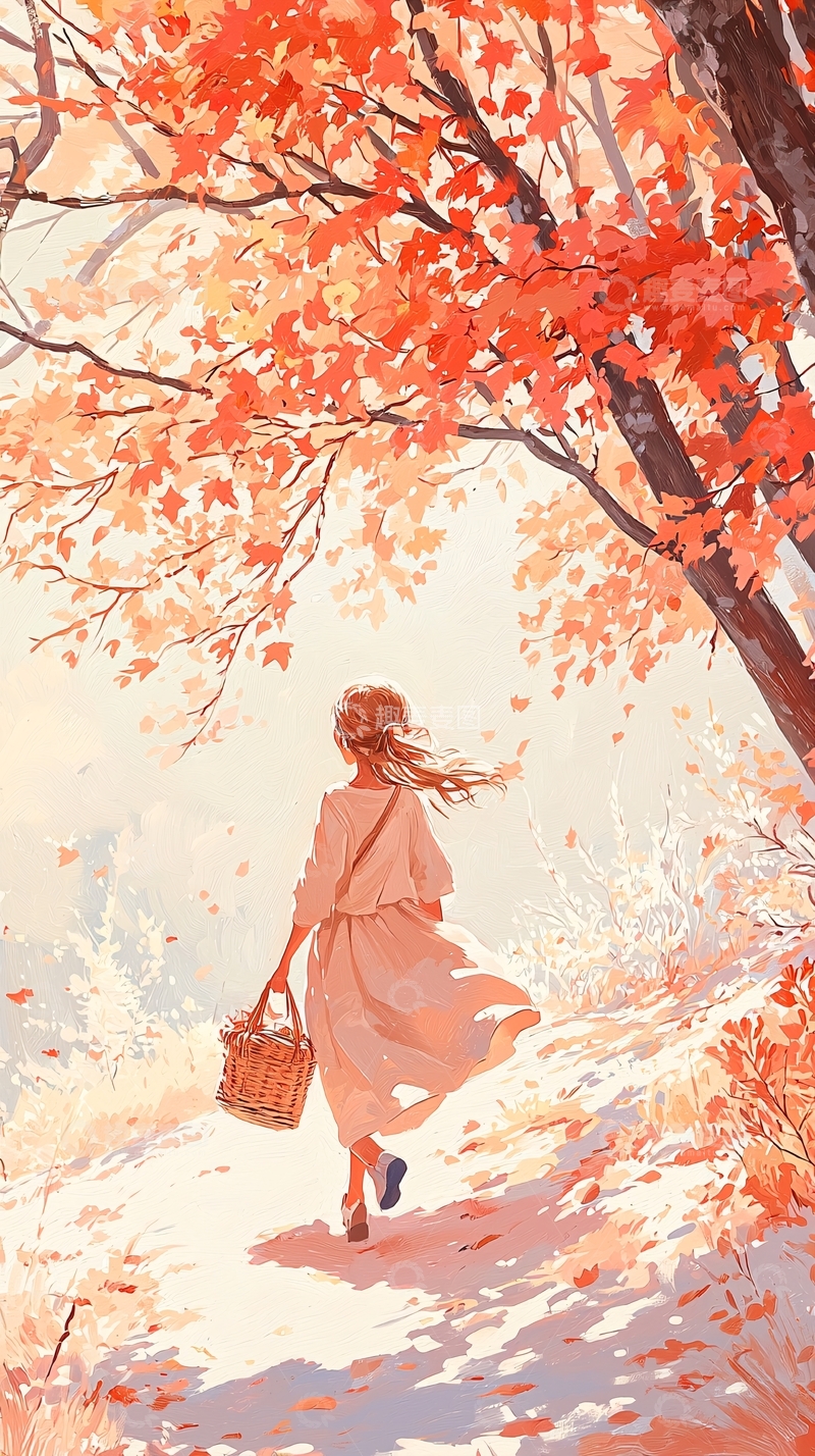 高清大图下载【趣麦麦图】秋日漫步的女孩