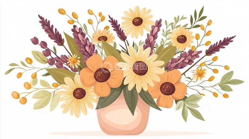高清大图下载【趣麦麦图】秋日花束插画素材
