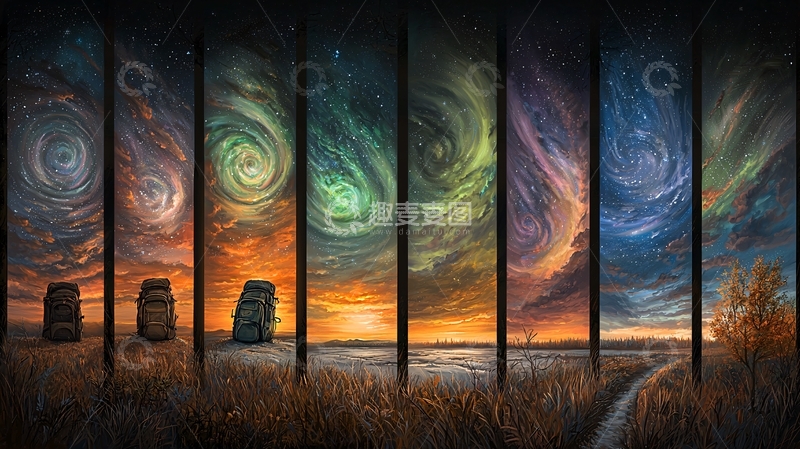 高清大图下载【趣麦麦图】星空下的旅行背包系列