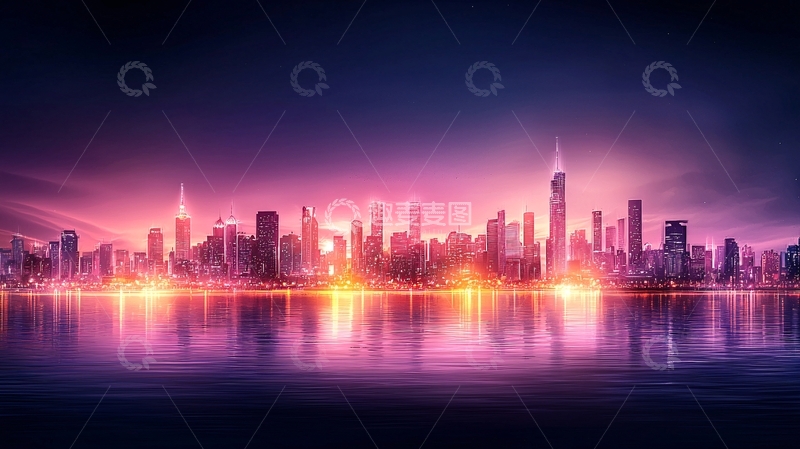 高清大图下载【趣麦麦图】霓虹城市夜景