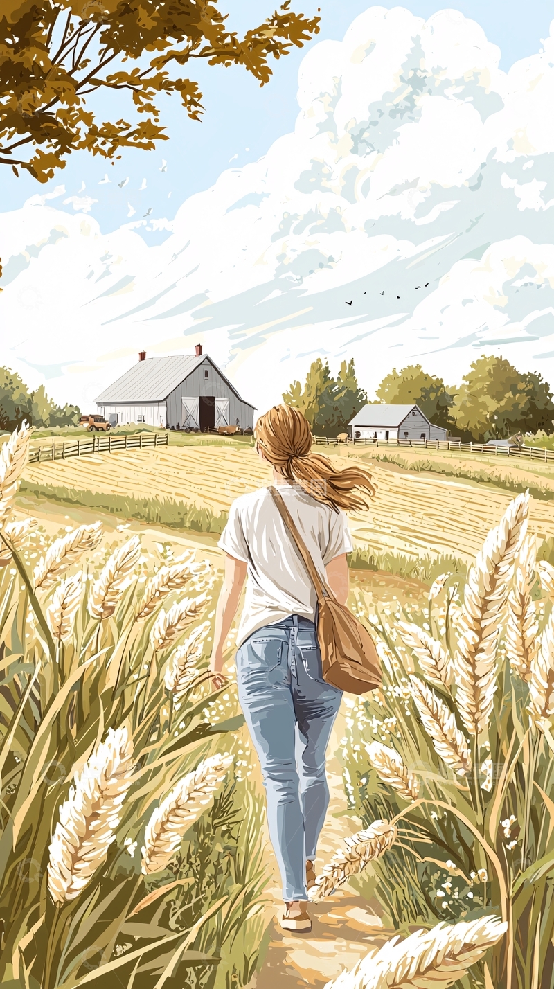 高清大图下载【趣麦麦图】乡村田野中的女孩