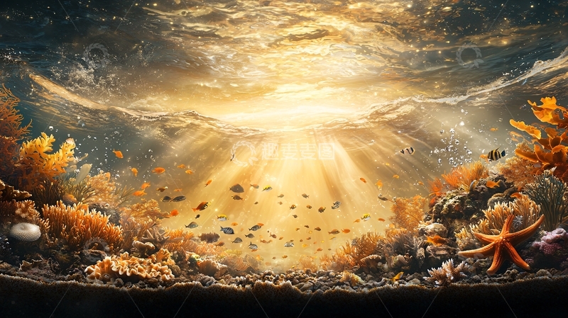 高清大图下载【趣麦麦图】海底世界珊瑚礁与鱼群