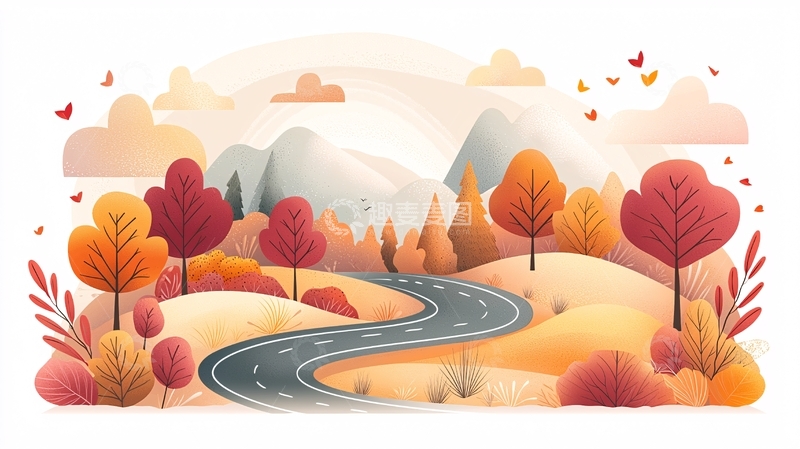 高清大图下载【趣麦麦图】秋日山间蜿蜒小路