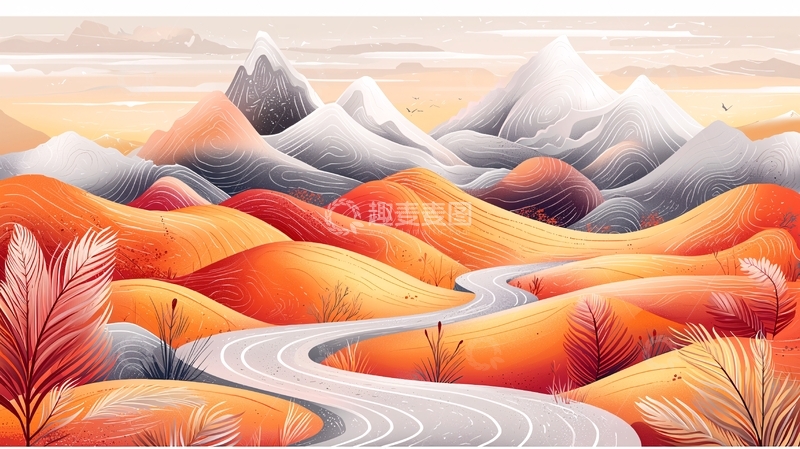 高清大图下载【趣麦麦图】秋日山间蜿蜒小路