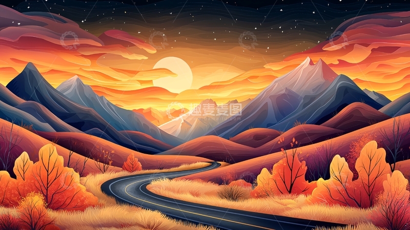 高清大图下载【趣麦麦图】秋日山间蜿蜒小路