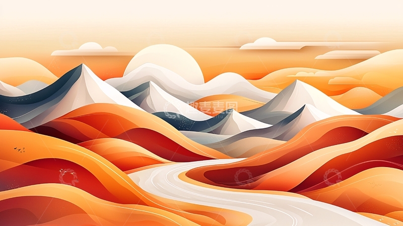 高清大图下载【趣麦麦图】夕阳下的山川画卷