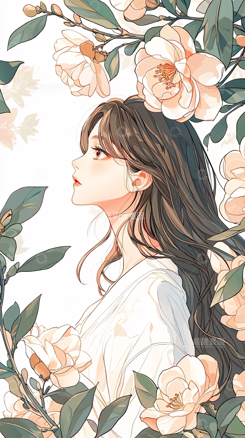 高清大图下载【趣麦麦图】花海中的少女