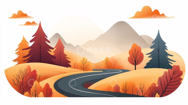 高清大图下载【趣麦麦图】秋日山间蜿蜒小路