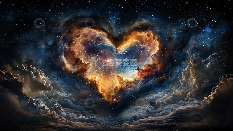 高清大图下载【趣麦麦图】心形星云夜空