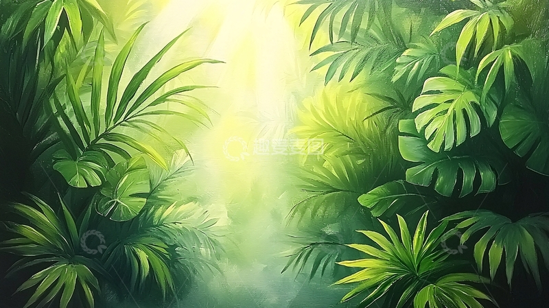 高清大图下载【趣麦麦图】热带雨林阳光透过树叶