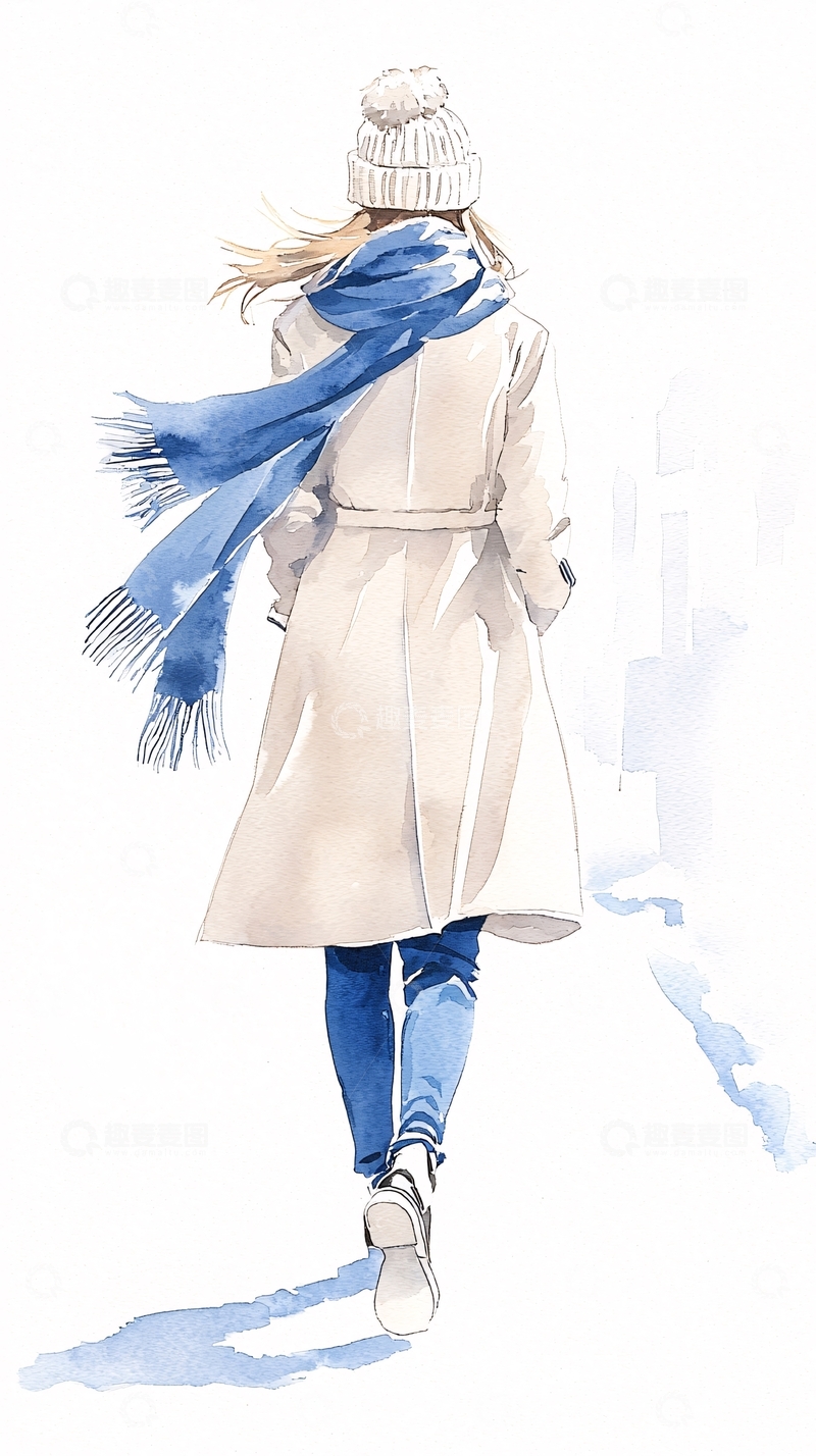 高清大图下载【趣麦麦图】冬季街头行走的时尚女孩