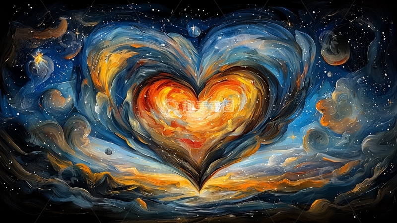 高清大图下载【趣麦麦图】夜空中的心形云彩