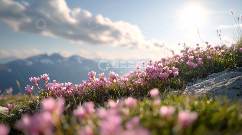 高清大图下载【趣麦麦图】山间盛开的粉色野花