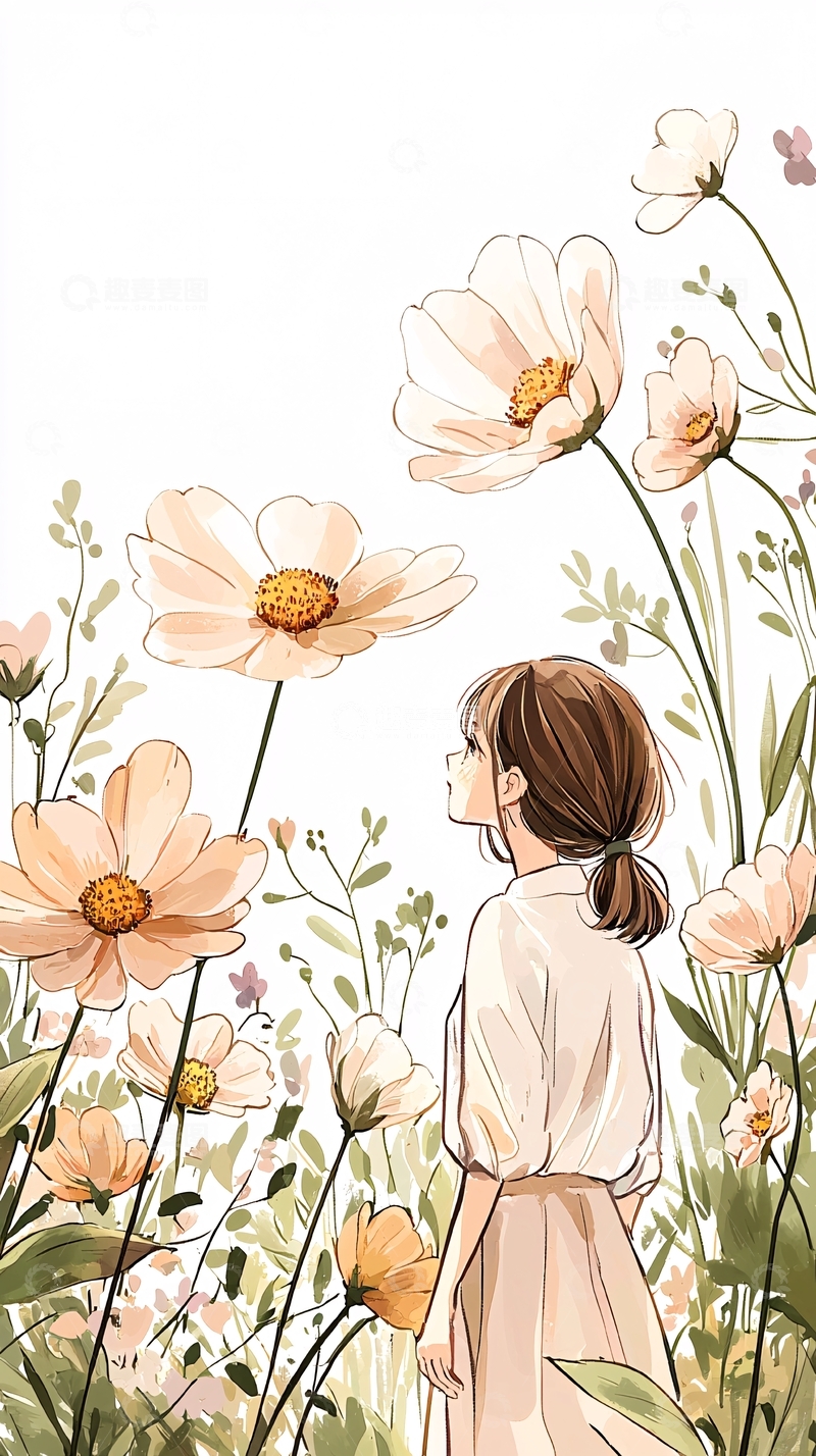 高清大图下载【趣麦麦图】花海中的女孩