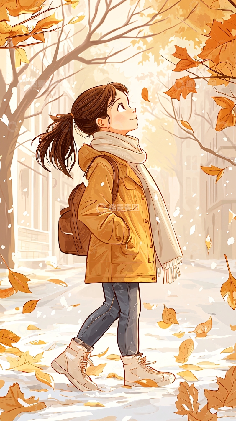 高清大图下载【趣麦麦图】秋日漫步的女孩