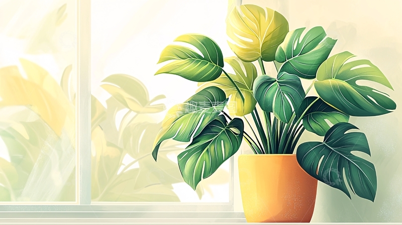 高清大图下载【趣麦麦图】室内植物盆栽窗边阳光