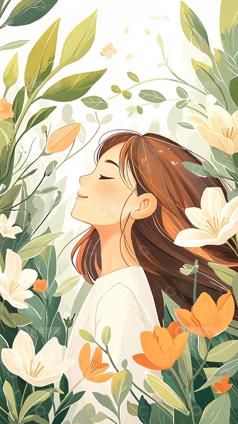 高清大图下载【趣麦麦图】花海中的女孩