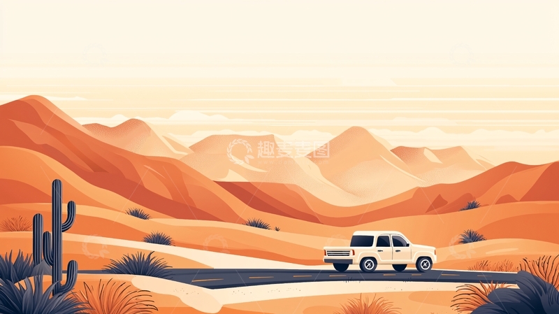 高清大图下载【趣麦麦图】沙漠公路旅行风景图