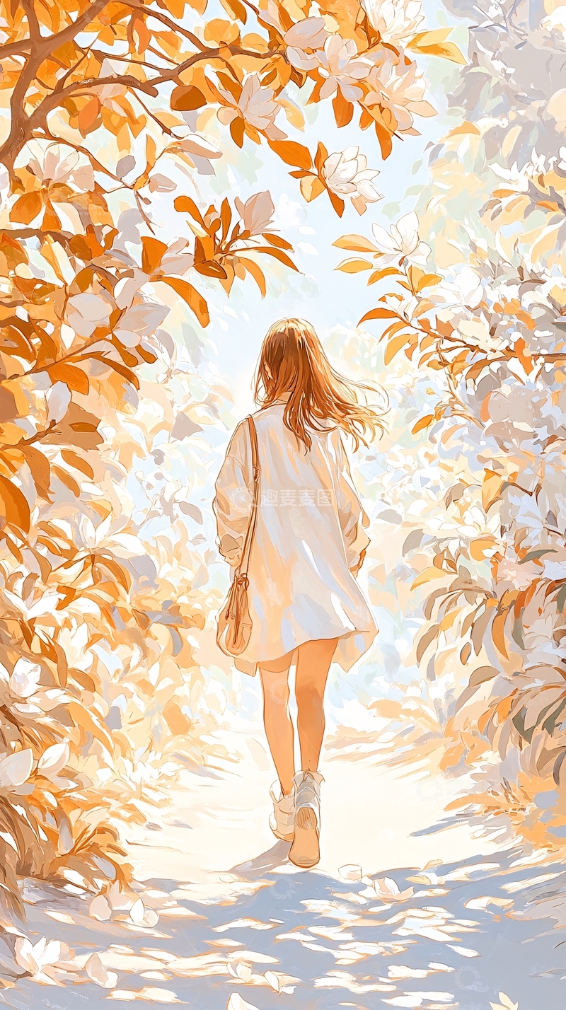 高清大图下载【趣麦麦图】秋日漫步林间小径