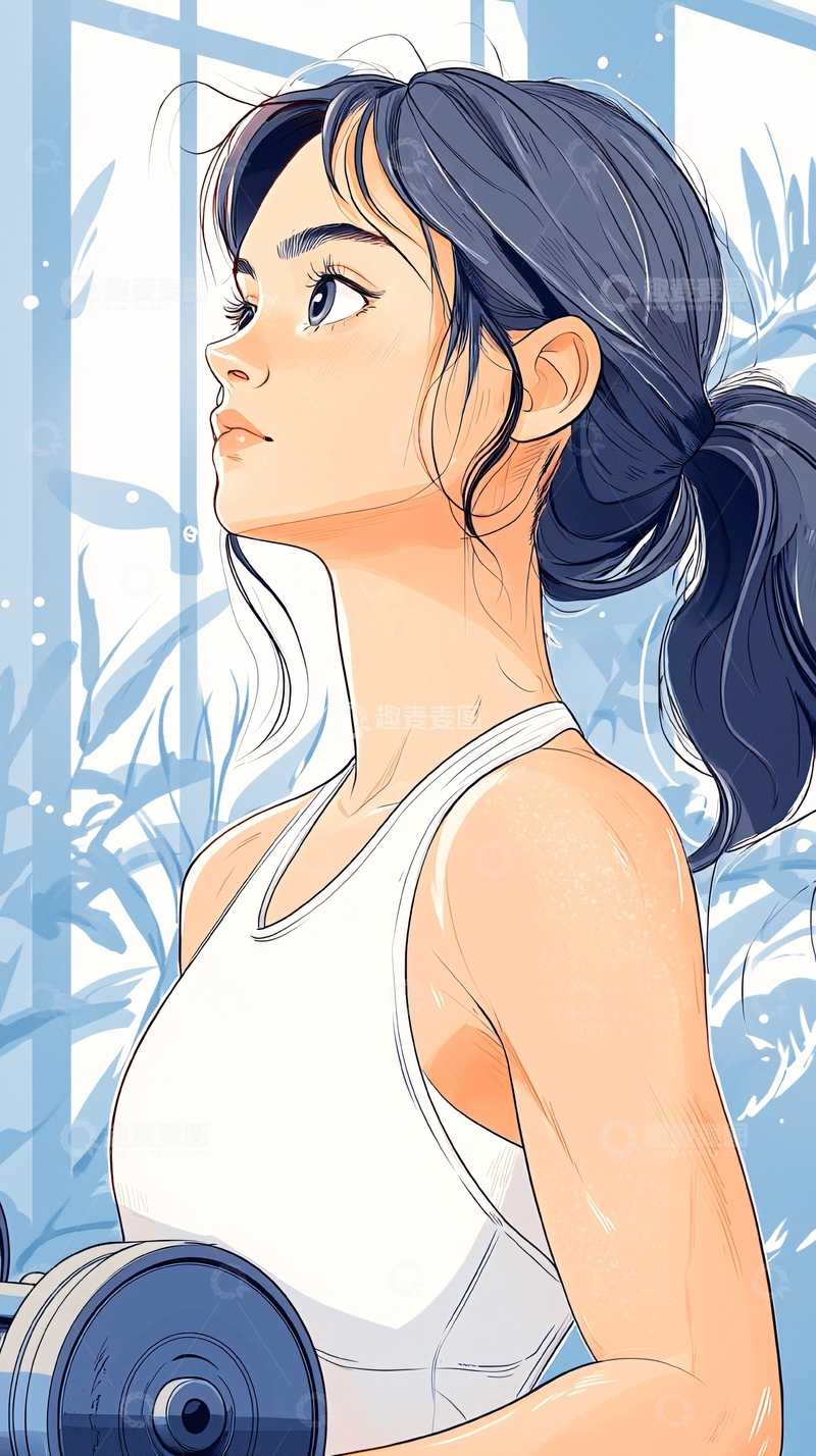 高清大图下载【趣麦麦图】健身女孩与哑铃