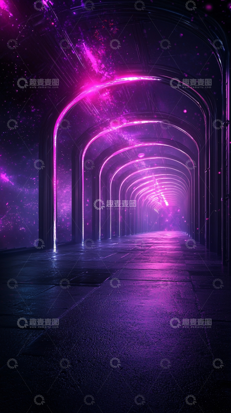 高清大图下载【趣麦麦图】梦幻紫色走廊背景