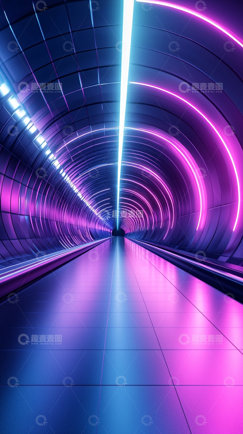 高清大图下载【趣麦麦图】未来科技隧道光影效果
