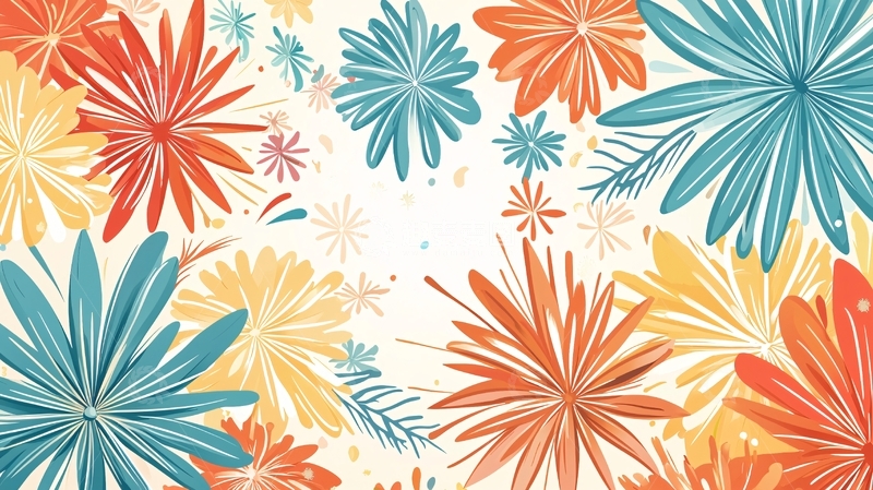 高清大图下载【趣麦麦图】彩色花卉图案背景素材