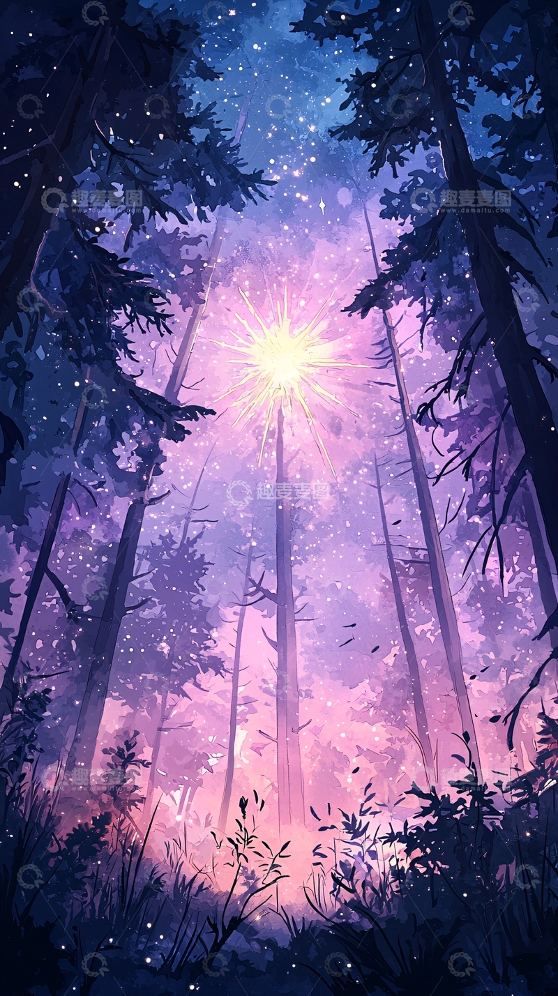 高清大图下载【趣麦麦图】梦幻森林中的光芒