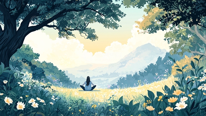 高清大图下载【趣麦麦图】静谧森林中的冥想时刻