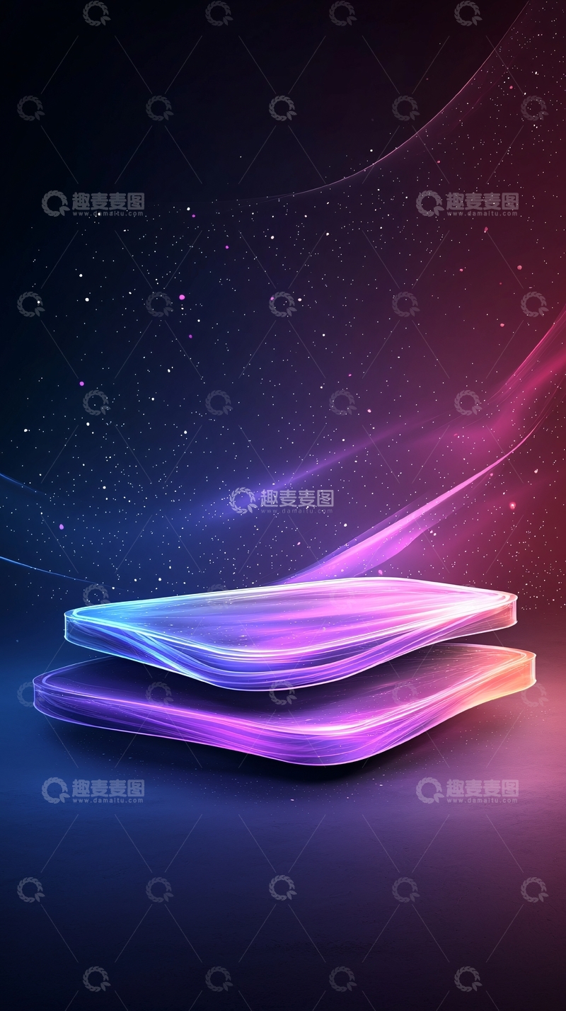 高清大图下载【趣麦麦图】梦幻星空流动光带背景