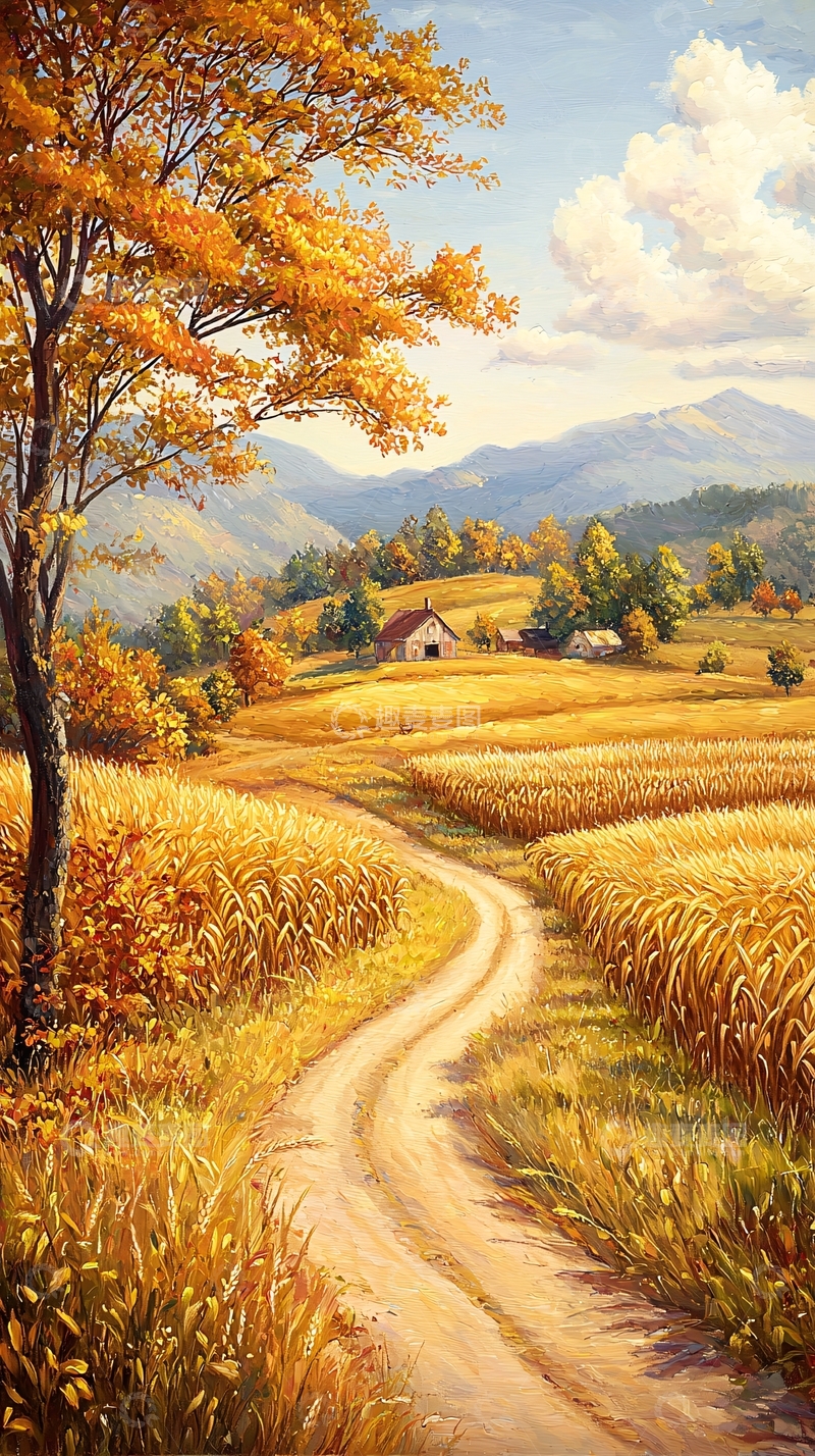 高清大图下载【趣麦麦图】秋日田园小路风景