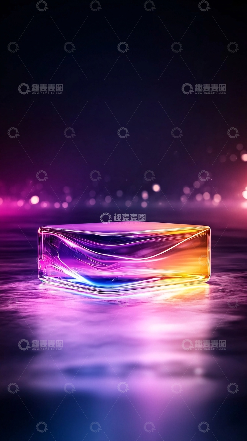 高清大图下载【趣麦麦图】梦幻色彩玻璃方块