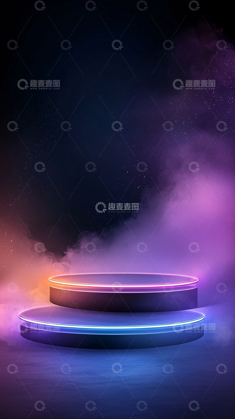 高清大图下载【趣麦麦图】霓虹舞台背景素材