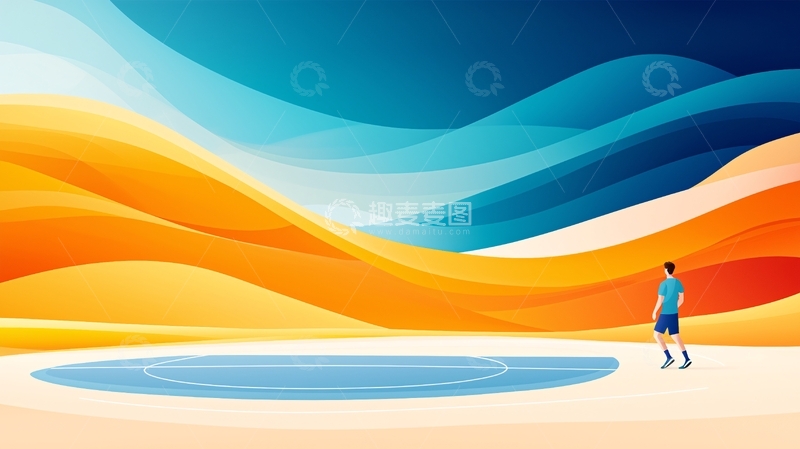 高清大图下载【趣麦麦图】沙漠中的篮球场