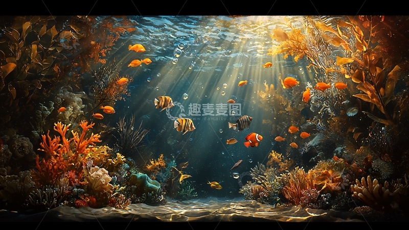 高清大图下载【趣麦麦图】海底世界珊瑚鱼群