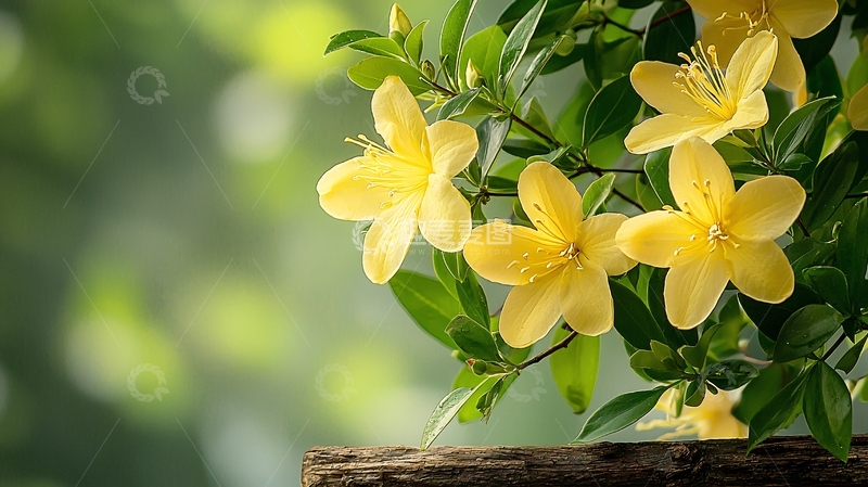 高清大图下载【趣麦麦图】黄色花朵与绿色叶子自然景观