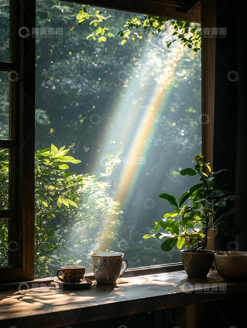 高清大图下载【趣麦麦图】阳光透过窗户洒进室内