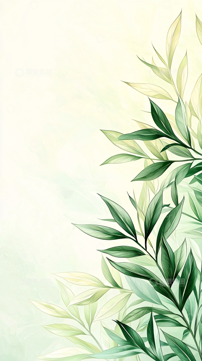 高清大图下载【趣麦麦图】清新绿叶植物背景图