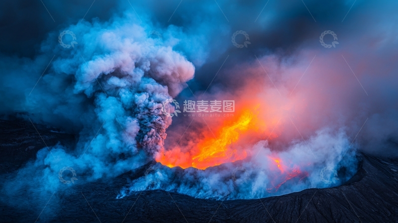 高清大图下载【趣麦麦图】火山喷发壮观景象