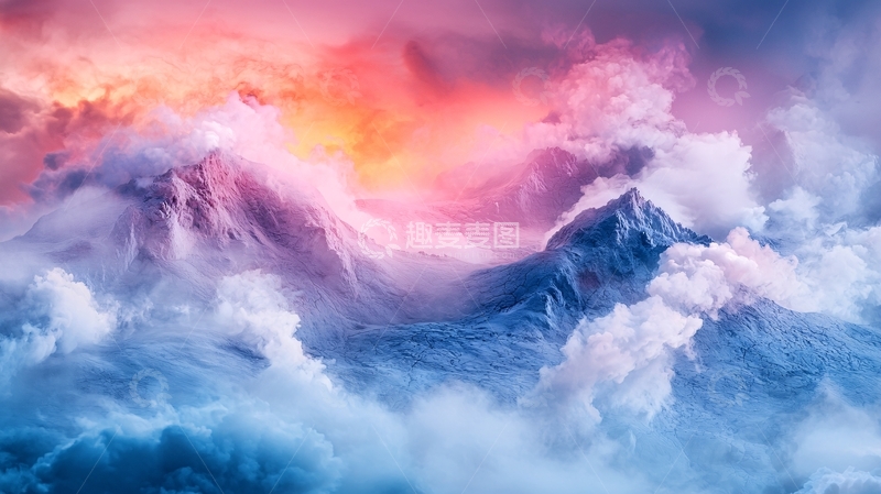 高清大图下载【趣麦麦图】梦幻山峰与云海