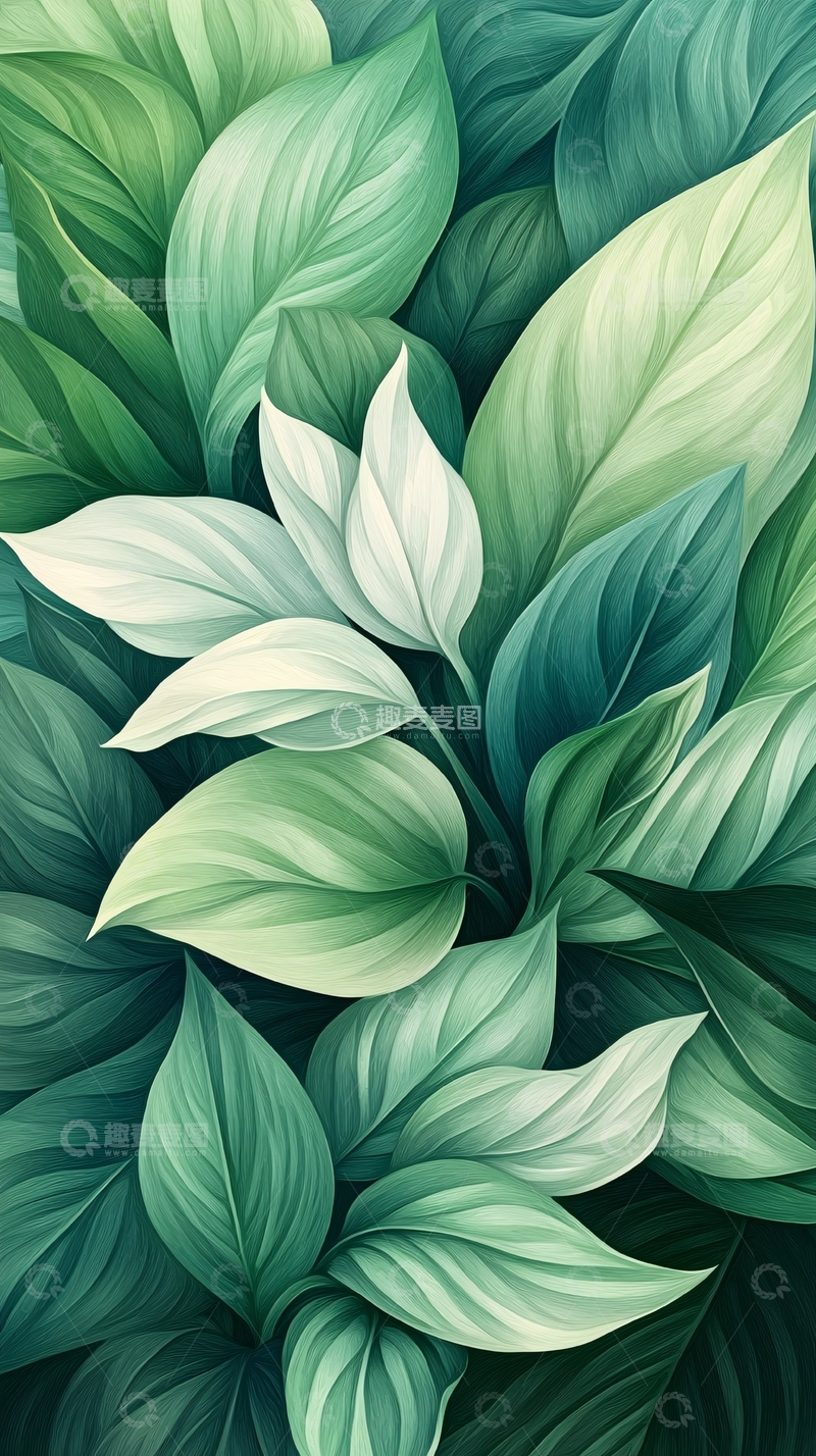 高清大图下载【趣麦麦图】绿色植物叶子背景图