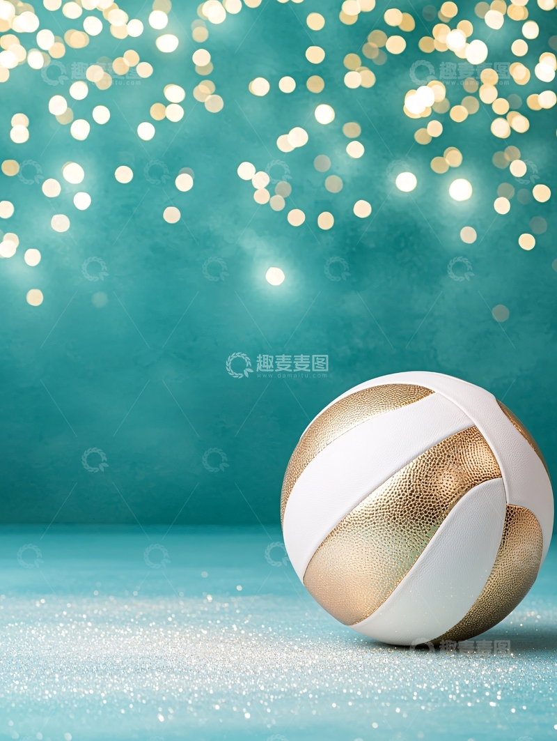 高清大图下载【趣麦麦图】金色条纹沙滩排球背景